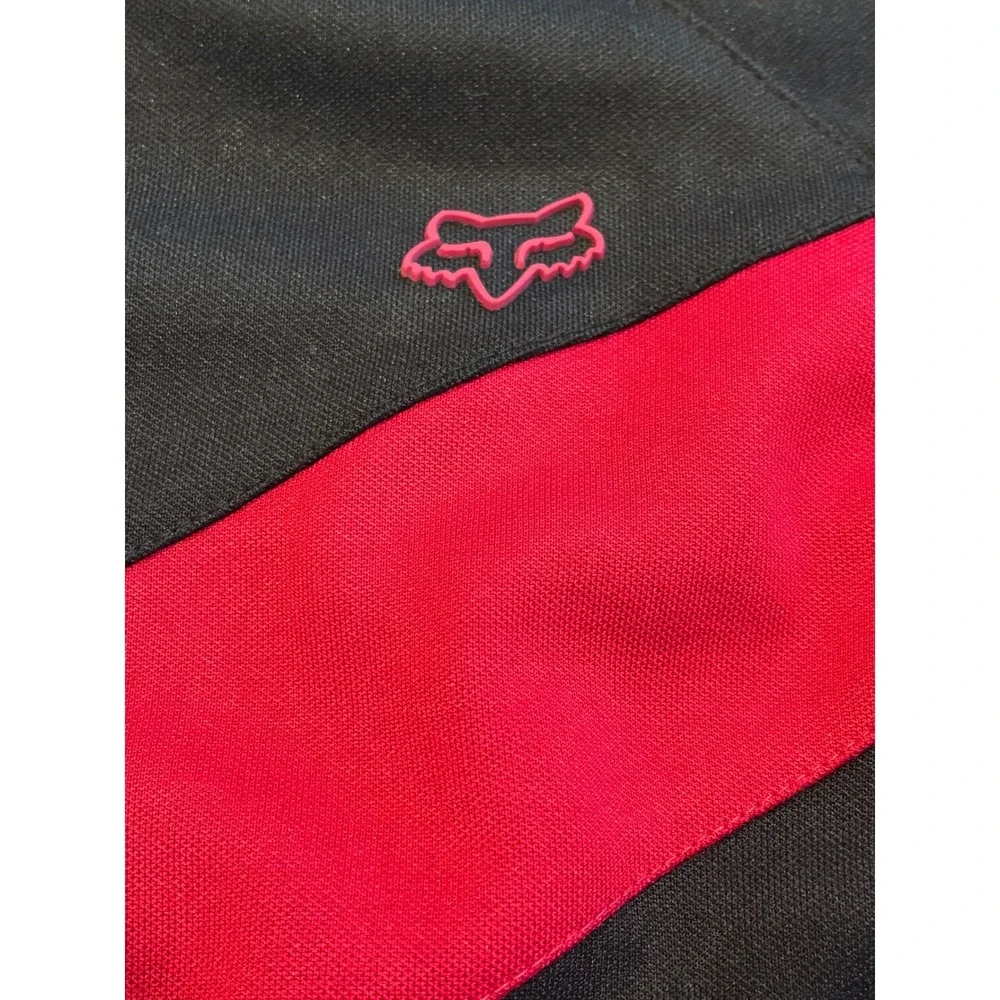 Fox Racing Mens XXL Track Jacket Black Red Chevron Full Zip Mock Neck 02962‎